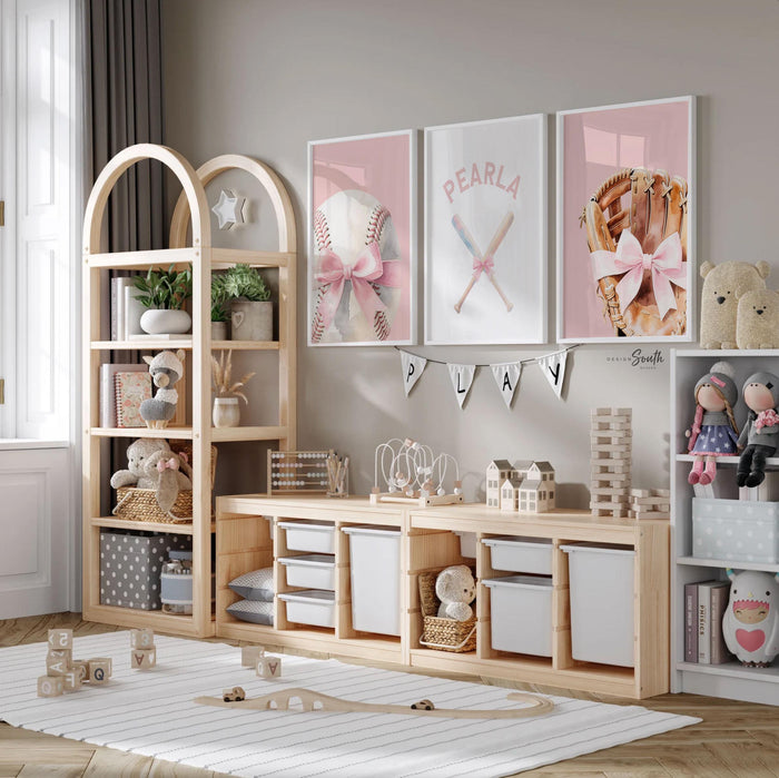 Pink Softball Nursery Art – Personalized Girl's Room Decor