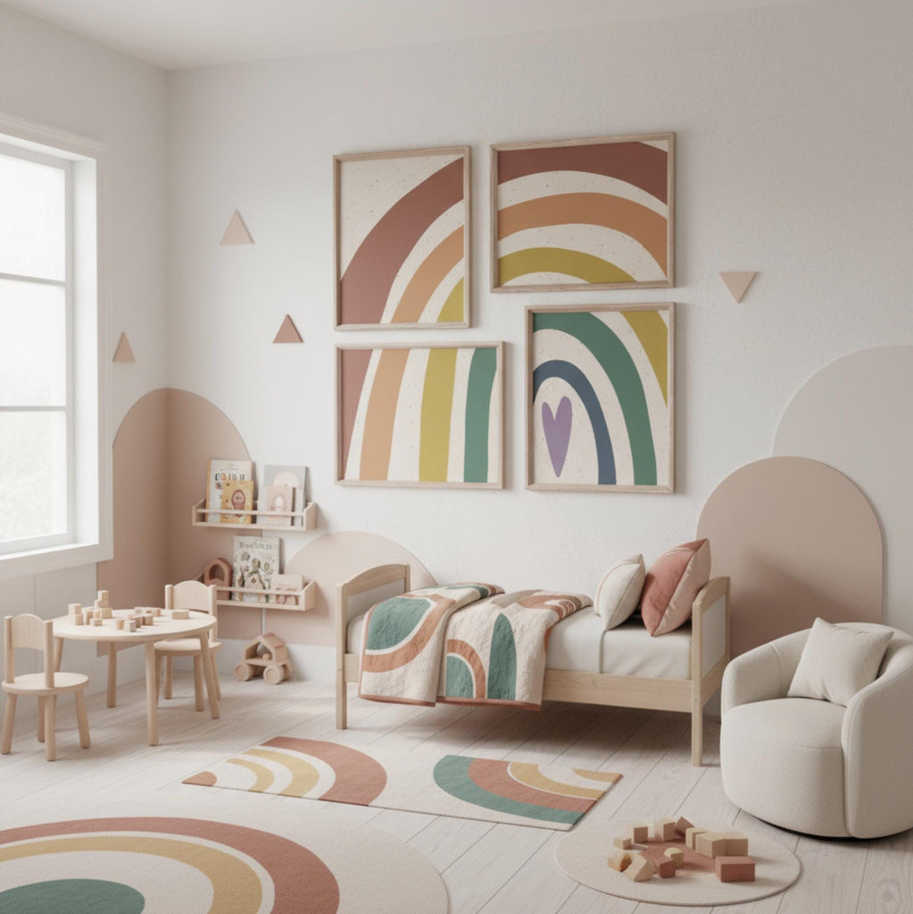 Neutral nursery decor earthy neutral tones, kids neutral playroom wall art, neutral boho rainbow for kids baby children, art gender neutral