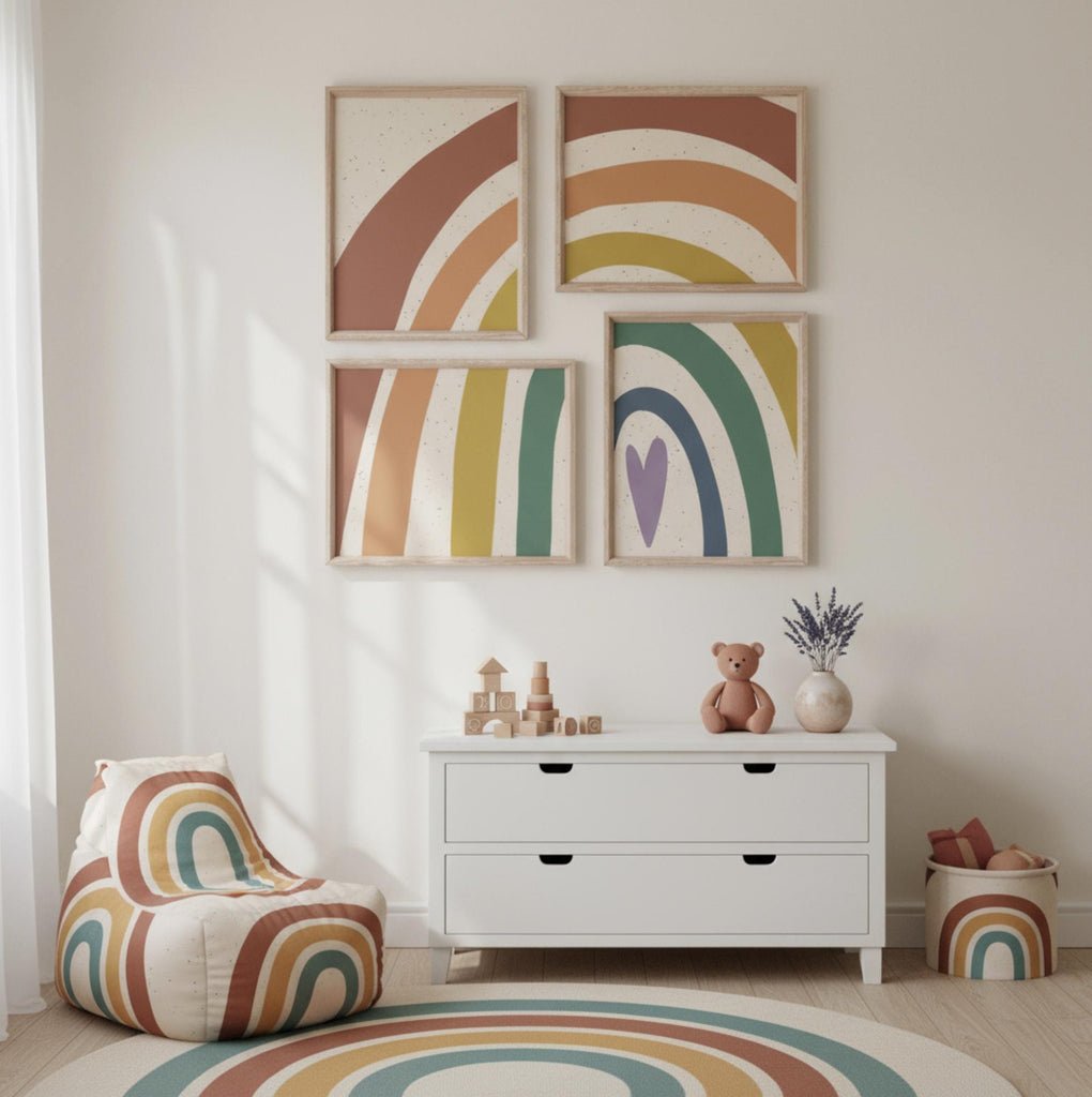 Neutral nursery decor earthy neutral tones, kids neutral playroom wall art, neutral boho rainbow for kids baby children, art gender neutral