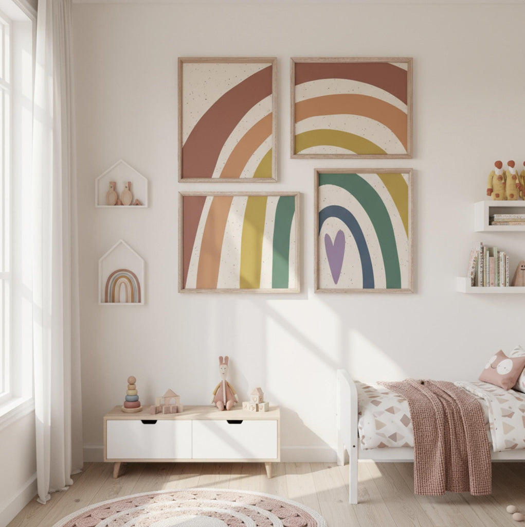 Neutral nursery decor earthy neutral tones, kids neutral playroom wall art, neutral boho rainbow for kids baby children, art gender neutral