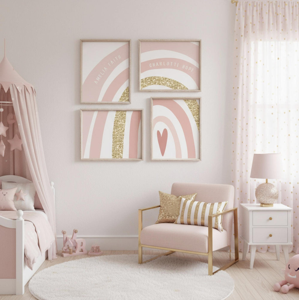 Pink gold sisters room art, wall art for twin girls, personalized names girl sign sisters, pink gold sister art, pink gold sister wall decor