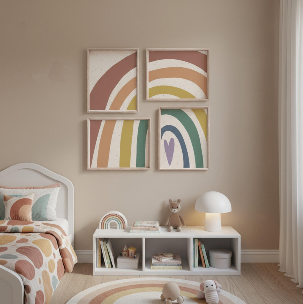 Neutral nursery decor earthy neutral tones, kids neutral playroom wall art, neutral boho rainbow for kids baby children, art gender neutral