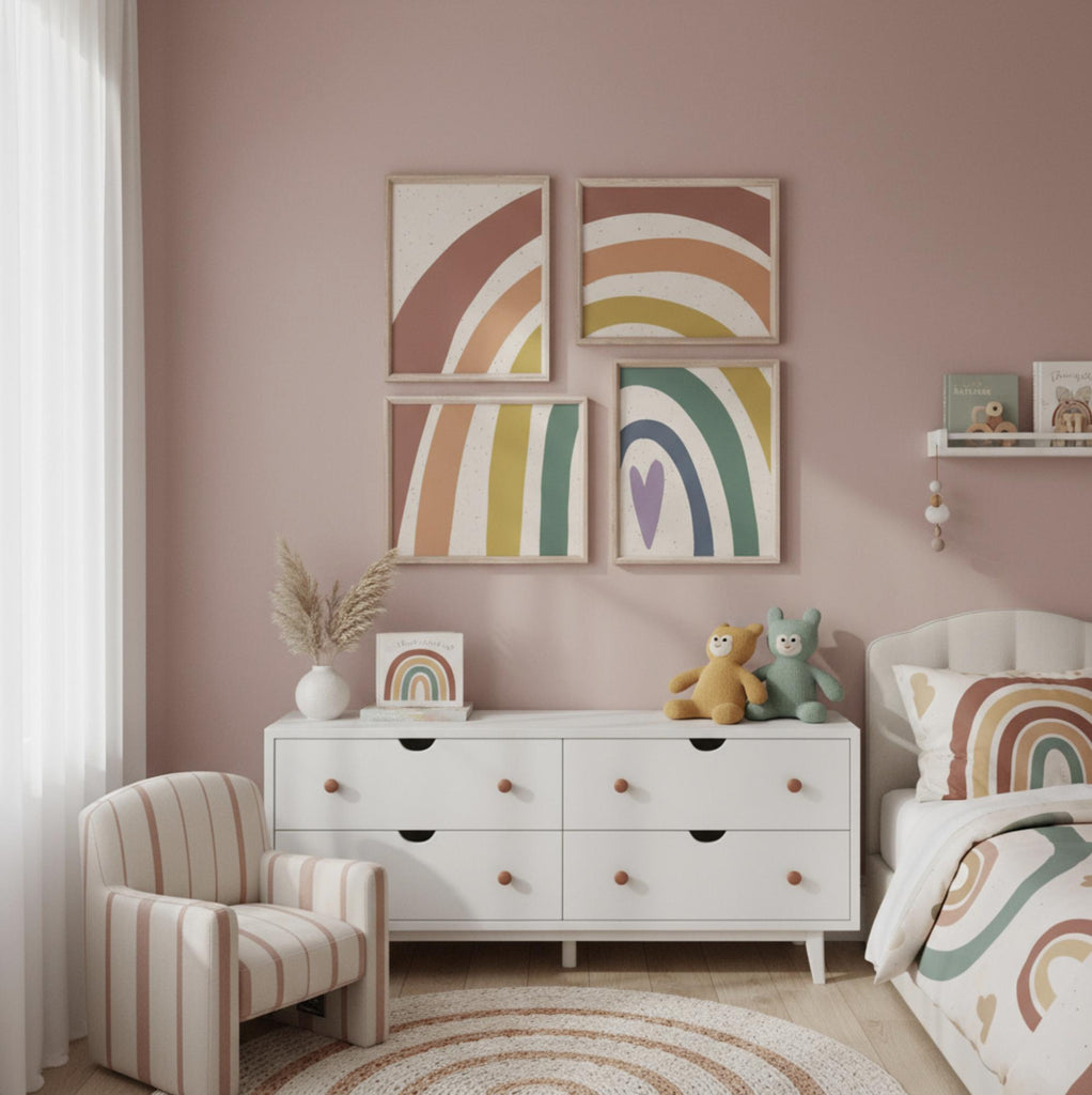 Neutral nursery decor earthy neutral tones, kids neutral playroom wall art, neutral boho rainbow for kids baby children, art gender neutral