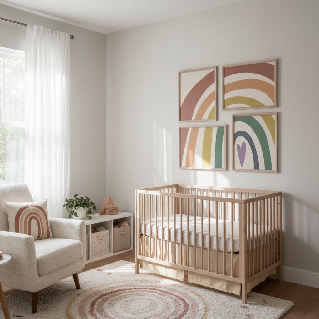 Neutral nursery decor earthy neutral tones, kids neutral playroom wall art, neutral boho rainbow for kids baby children, art gender neutral