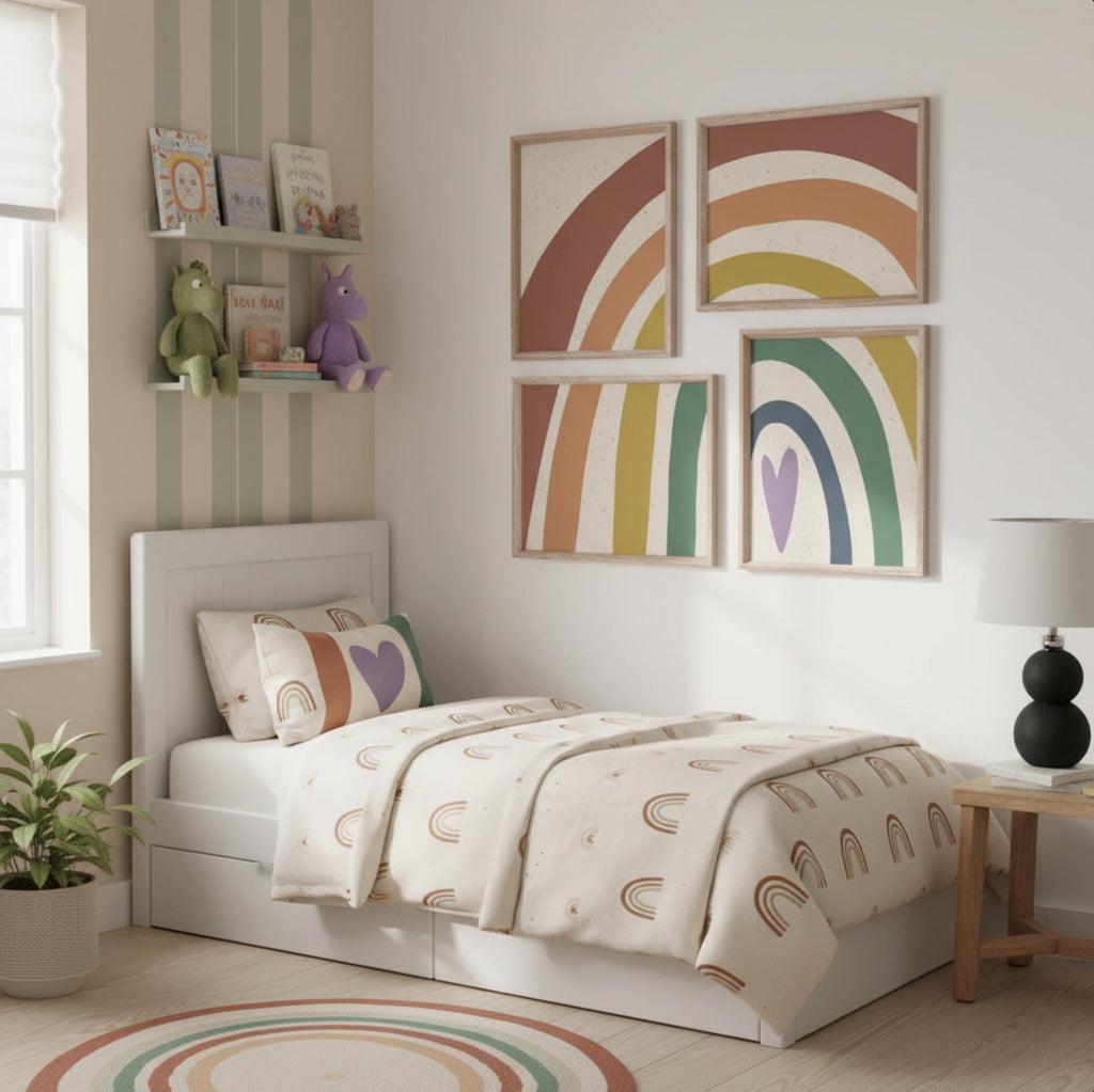 Neutral nursery decor earthy neutral tones, kids neutral playroom wall art, neutral boho rainbow for kids baby children, art gender neutral