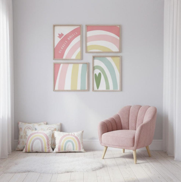Pastel Rainbow Nursery Art Prints: Personalized Baby Girl Decor