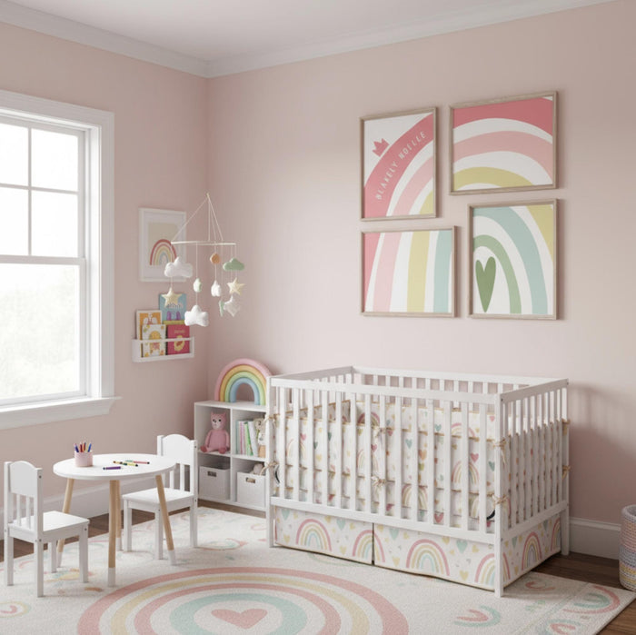 Pastel Rainbow Nursery Art Prints: Personalized Baby Girl Decor