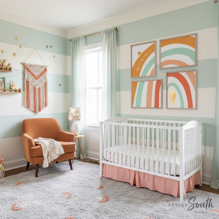 Rainbow Nursery Art Prints: Orange, Peach & Gold Decor