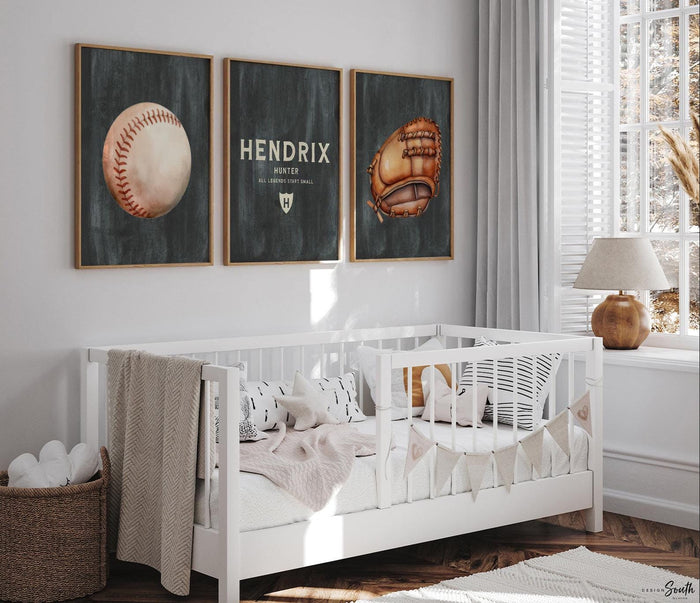 Personalized Baseball Nursery Prints: Vintage Sports Decor