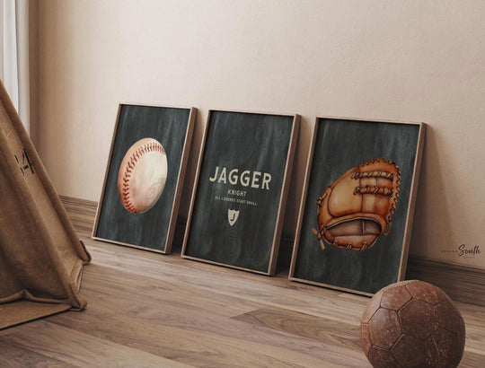 Personalized Baseball Nursery Prints: Vintage Sports Decor
