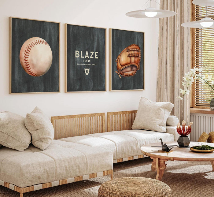 Personalized Baseball Nursery Prints: Vintage Sports Decor