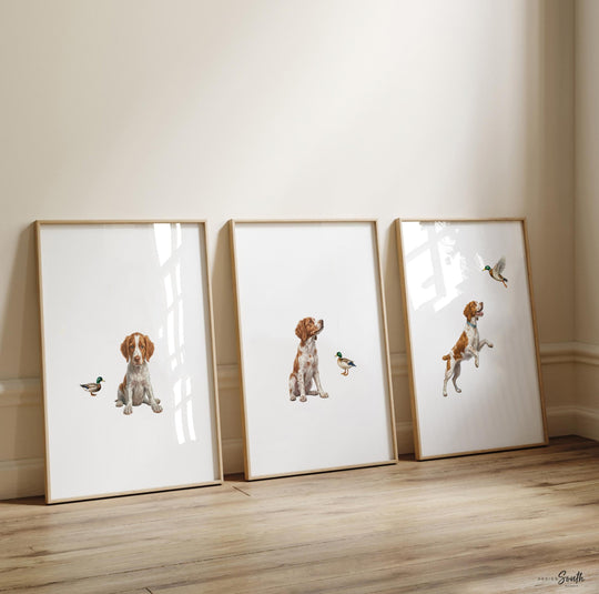 Brittany spaniel Puppy Print Set: Bird Dog Nursery Decor