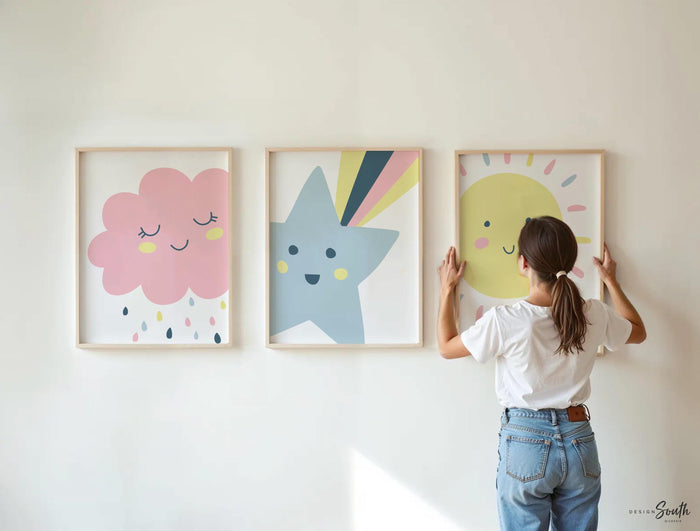 Pastel Nursery Print Set: Weather Theme, Star, Cloud, Sun