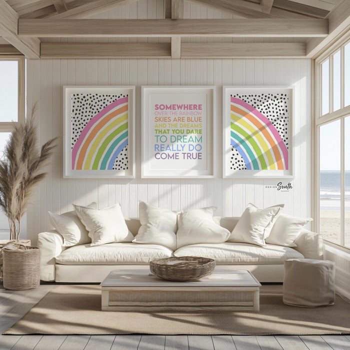 Somewhere over the rainbow art print, rainbow print wall art, kids quotes, crib sign, rainbow nursery, rainbow nursery or girl bedroom decor