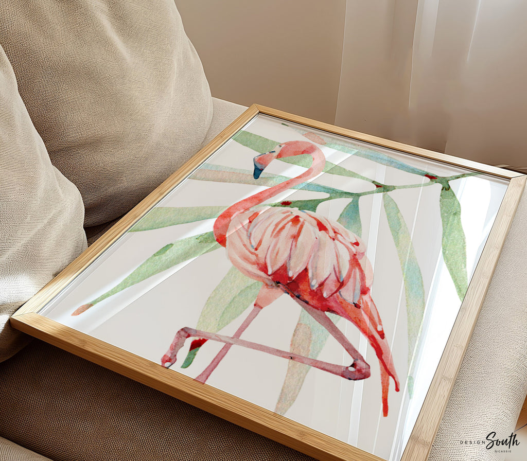 Stand tall little darling, tropical palm flamingo nursery, above crib tropical theme, flamingo art, newborn flamingo nursery pink and green