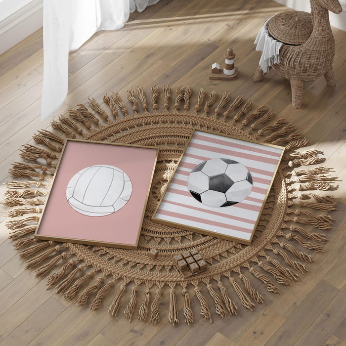 Pink sports art, little girl room sports themed, girly sports art, toddler girl athletic art, baby girl sports nursery pink gray wall art
