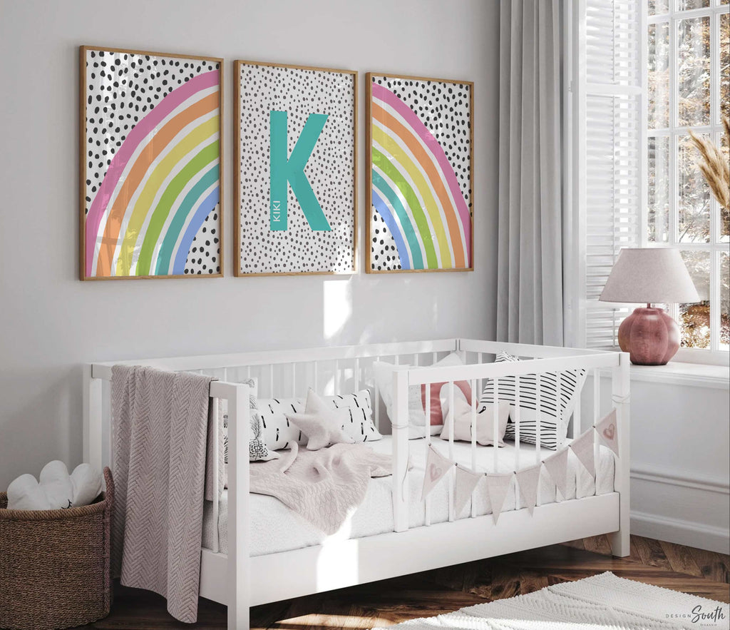 Pastel rainbow art print featuring a personalized name design, perfect for a little girl's room or baby nursery. This soft and colorful decor adds a whimsical and cheerful touch to any pastel rainbow-themed space. Ideal for baby showers, birthdays, or new arrivals, the gentle rainbow tones create a calming and joyful atmosphere. A sweet and thoughtful accent for a nursery or child’s bedroom with a pastel rainbow decor theme.








