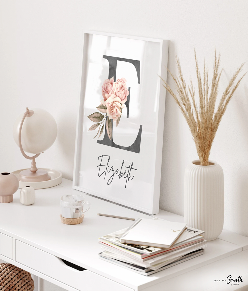 Paris girl baby name Eiffel tower decor set, blush mauve pale pink flower nursery, Paris themed girl's bedroom, Paris shower baby gift idea