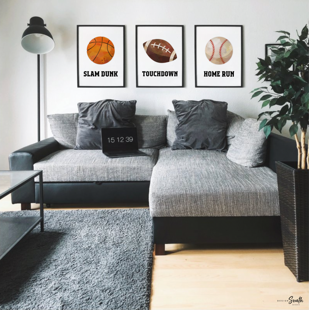 Modern minimal sports home decor, sports posters boys room, sports wall art, athlete little boy gift, artwork above crib sports theme, basketball football