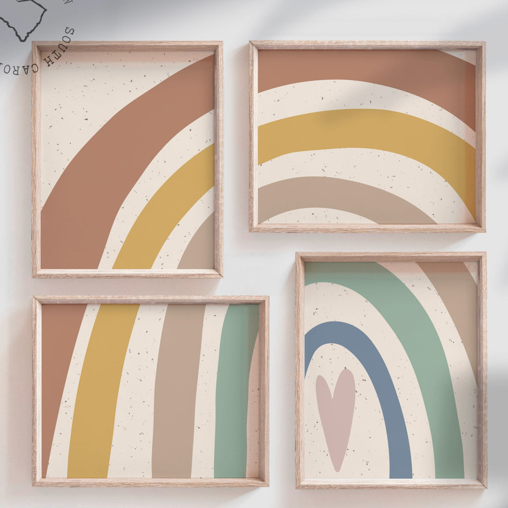 Neutral nursery decor, earthy neutral tones, kids neutral wall art, neutral boho rainbow kids baby children, art gender neutral prints