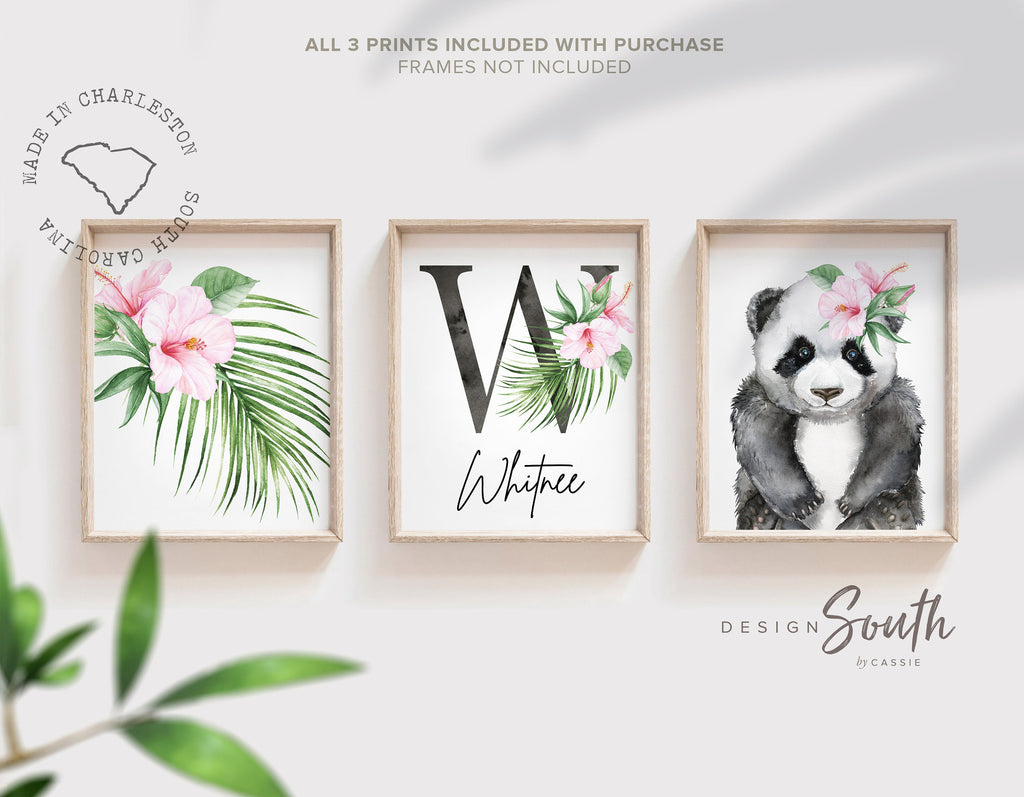 Baby girl nursery wall art, tropical theme baby shower gift for girl, palm leaf nursery, tropical baby girl nursery, hawaiian nursery decor