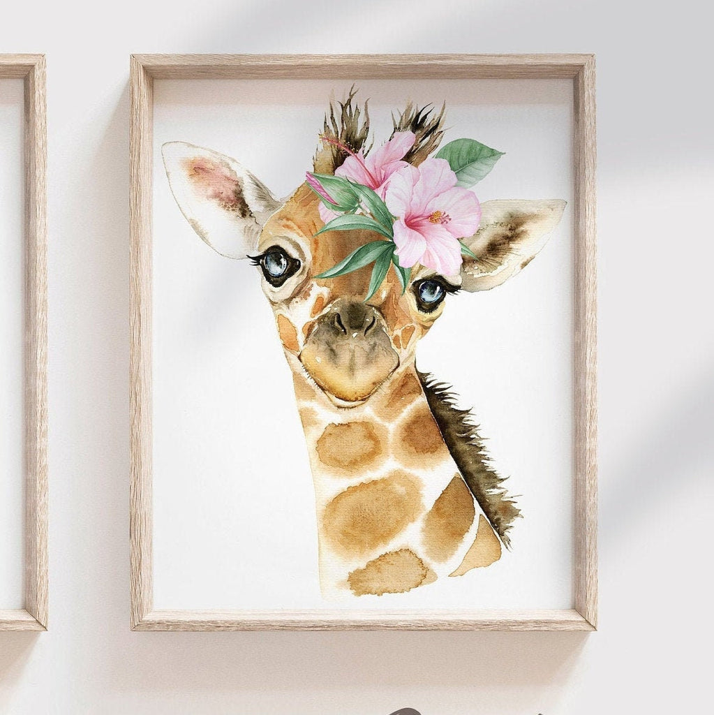 Baby girl nursery wall art, tropical theme baby shower gift for girl, palm leaf nursery, tropical baby girl nursery, hawaiian nursery decor