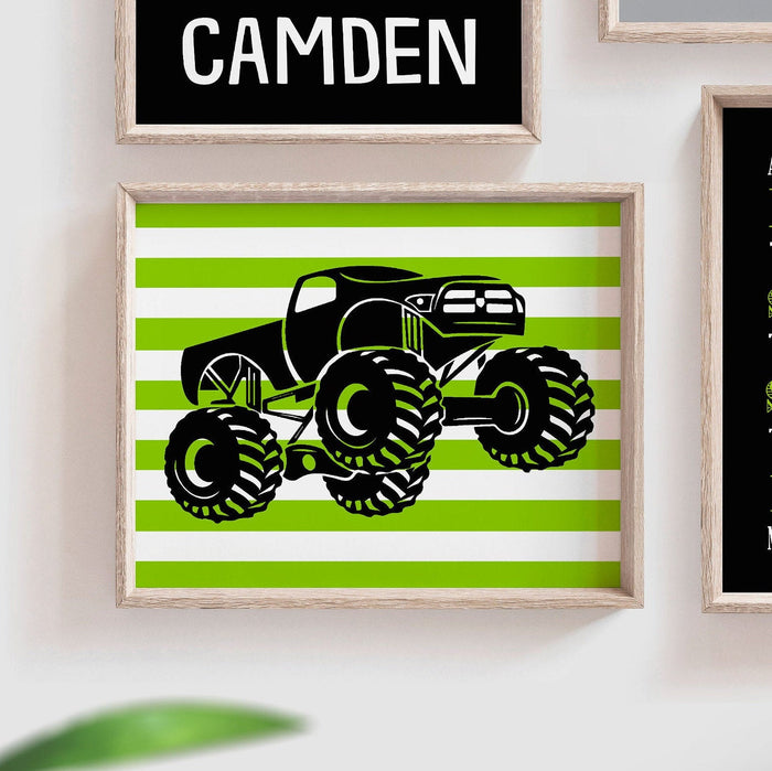 Big boy bedroom trucks, boys truck theme, monster truck theme bedroom wall art, monster truck prints for boys, truck art, truck decor boys