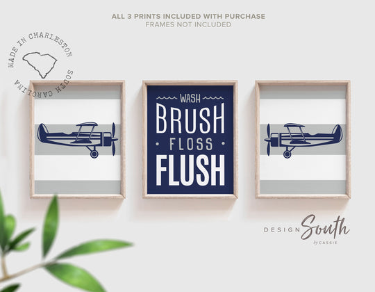 Airplane bathroom art, boys airplane art, boys airplane decor, airplane art for boys, aviation boys decor, aviation bathroom, airplane baby – unframed wall art print for kids room or nursery.