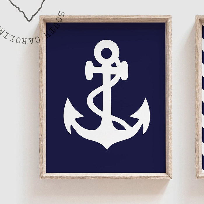 Hot pink nautical, nautical nursery, hot pink and navy nautical decor, anchor, navy blue anchor art, girls hot pink bedroom, girls nautical