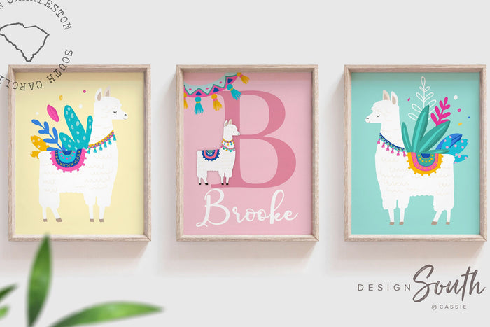 Llama nursery decor, llama nursery art, llama theme, llama baby decor, llama print, llama wall art, girl nursery prints, alpaca nursery art