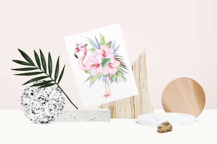 Girl nursery decor, flamingo tropical leaves nursery art, jungle theme botanical baby girl wall, coastal nursery decor, pink tropical decor