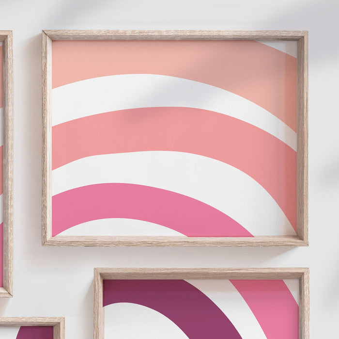 Shades of pink nursery art, girl's bedroom pink rainbow wall, nursery ideas pink, little girls bedroom art, pink nursery artwork, baby girl