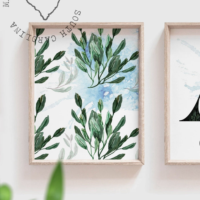 Baby girl monogram, girls name art for nursery, girls botanical plant floral nursery art, girls flower decor, baby girl botanical nursery
