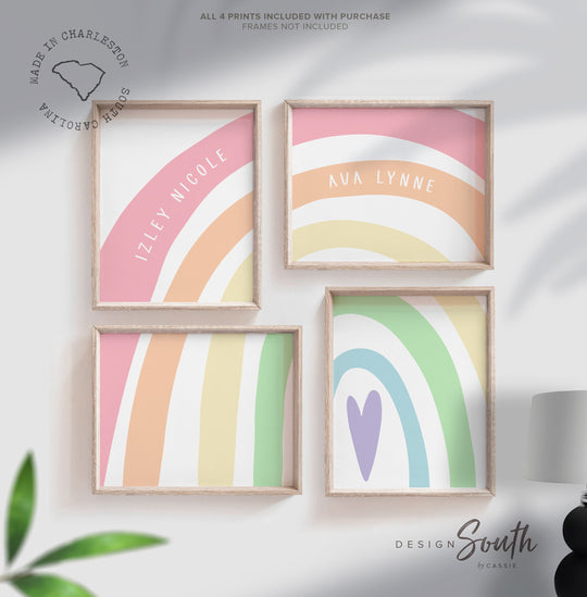 Sister art unicorn colors, pastel rainbow for sisters, wall art pastel soft colors, sister signs, twin girl nursery ideas, pastel twin room – unframed wall art print for kids room or nursery.