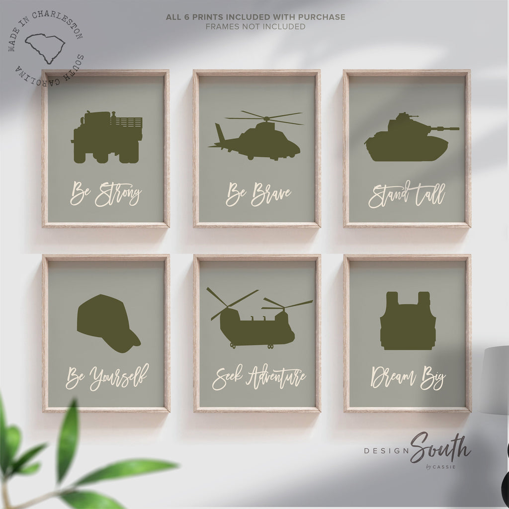 Army wall art, prints for kids, positive affirmation print, military style prints, military style theme room, boys prints, boys army decor – unframed wall art print for kids room or nursery.