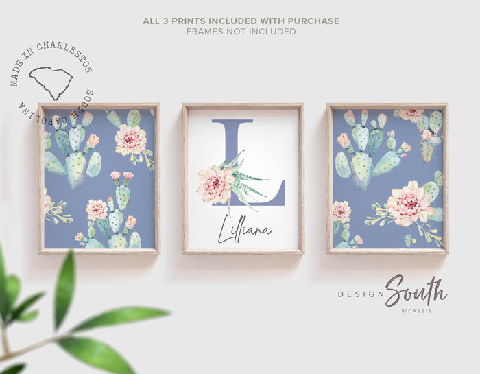 Nursery cactus theme, cactus nursery decor, boho nursery decor, boho baby shower gift for girl, boho kid bedroom, elegant cactus nursery art