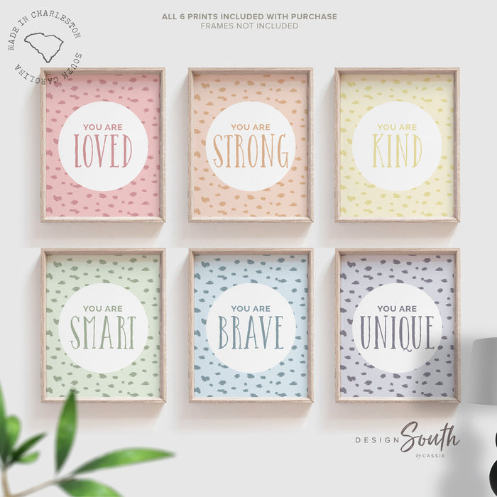 Playroom prints, children prints, set of 6, art print playroom decor, modern playroom, printed and shipped playroom art, pastel playroom