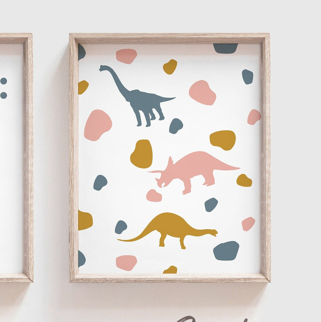 Girl dinosaur and unicorn art, dinosaur unicorn prints for girls, trendy pattern girl dinosaurs, art prints dinosaur unicorn theme modern