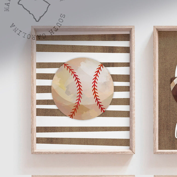 Rustic industrial kids room sports decor, modern sports nursery art set, industrial kids playroom decor, gift for boy sports theme, kid room