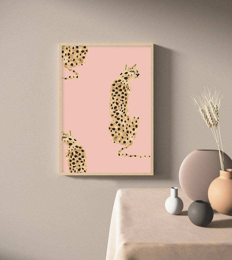Cheetah nursery print, baby girl cheetah theme nursery, pink modern trendy speckle dot nursery, pink cheetah gift for girl, personalized art