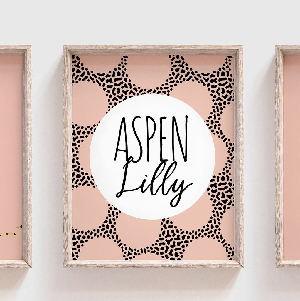 Cheetah nursery print, baby girl cheetah theme nursery, pink modern trendy speckle dot nursery, pink cheetah gift for girl, personalized art