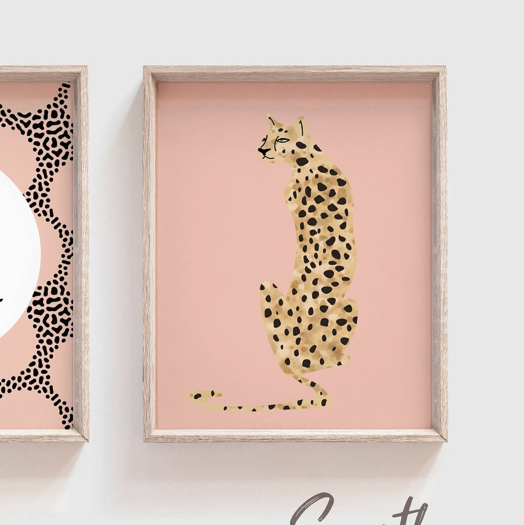 Cheetah nursery print, baby girl cheetah theme nursery, pink modern trendy speckle dot nursery, pink cheetah gift for girl, personalized art