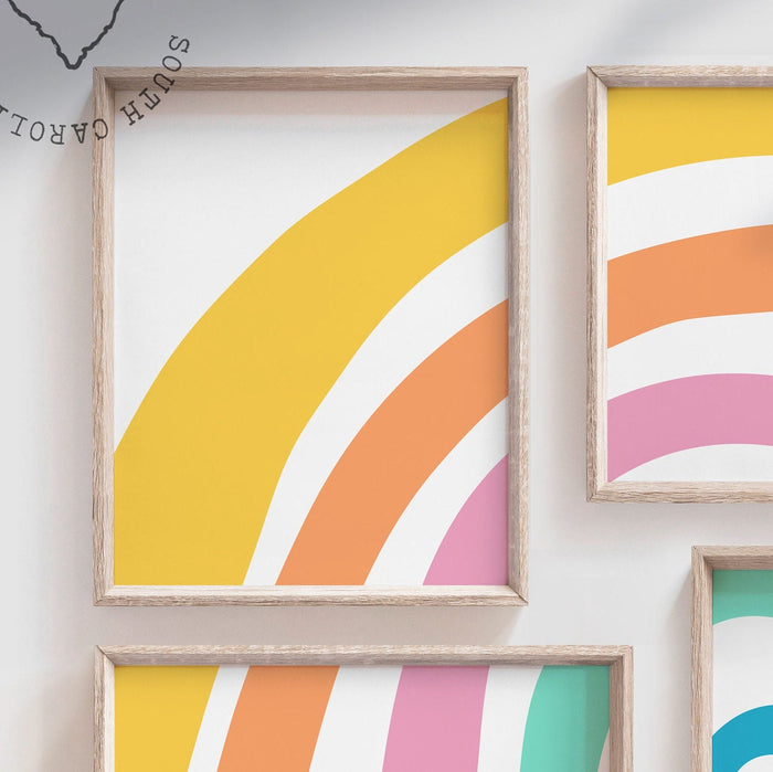 Girl rainbow posters, rainbow wall art for girl bedroom, decor for girl room, kids room wall, rainbow wall decorations, sunshine nursery art