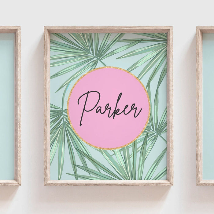 Nursery prints flamingo decor, pink aqua and gold girls decor, flamingo tropical art set, pink aqua flamingo nursery, personalized nursery