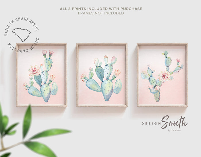 Baby girl nursery decor, girls cactus boho southwestern theme nursery art, cactus bloom theme, baby girl wall art, blush nursery wall decor