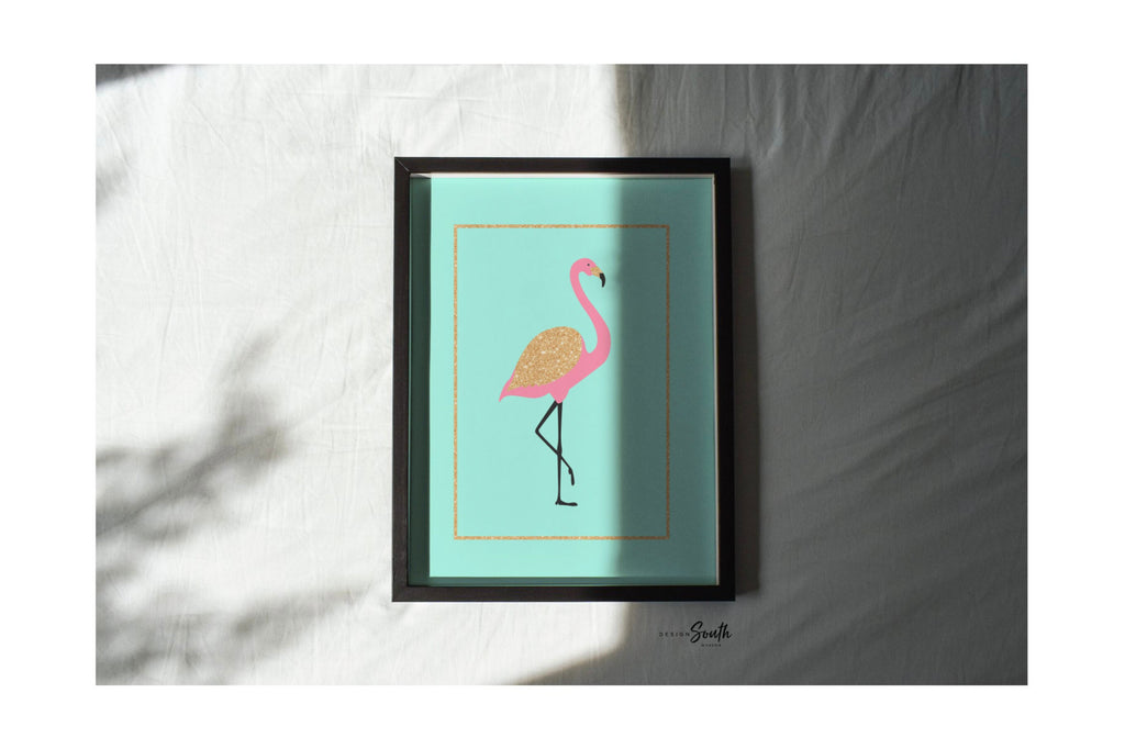 Teal pink and gold art, teal nursery prints, teal flamingo decor, pink teal and gold girls decor, pink aqua flamingo nursery personalized – unframed wall art print for kids room or nursery.