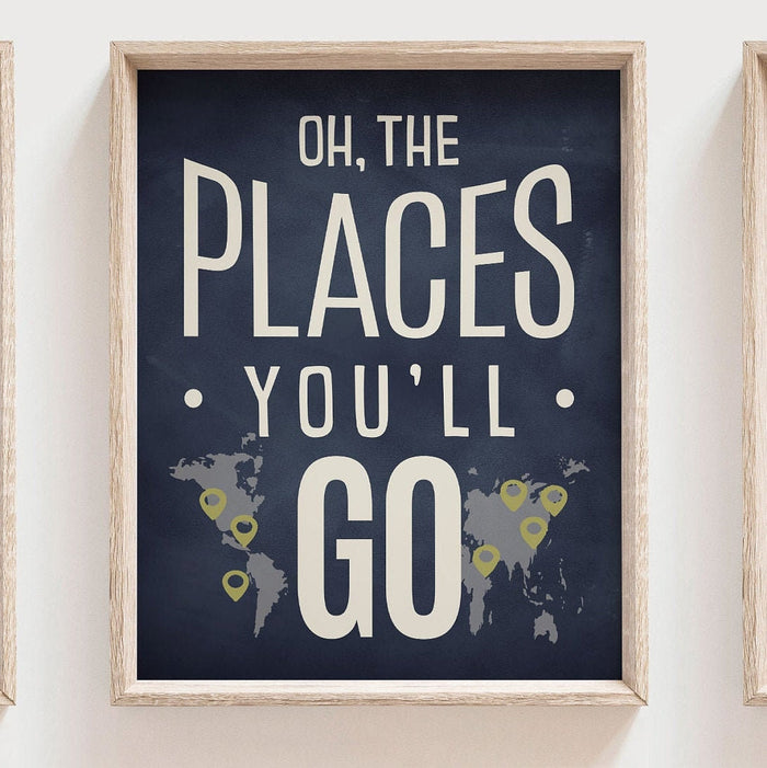 Oh the places you'll go, transportation kids art, transportation theme, airplane bedroom art, airplane nursery decor, airplane boys room art