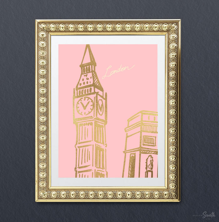 Pink travel nursery, adventure travel theme nursery pink coral gold, kids pink paris europe global travel nursery or bedroom wall art, paris