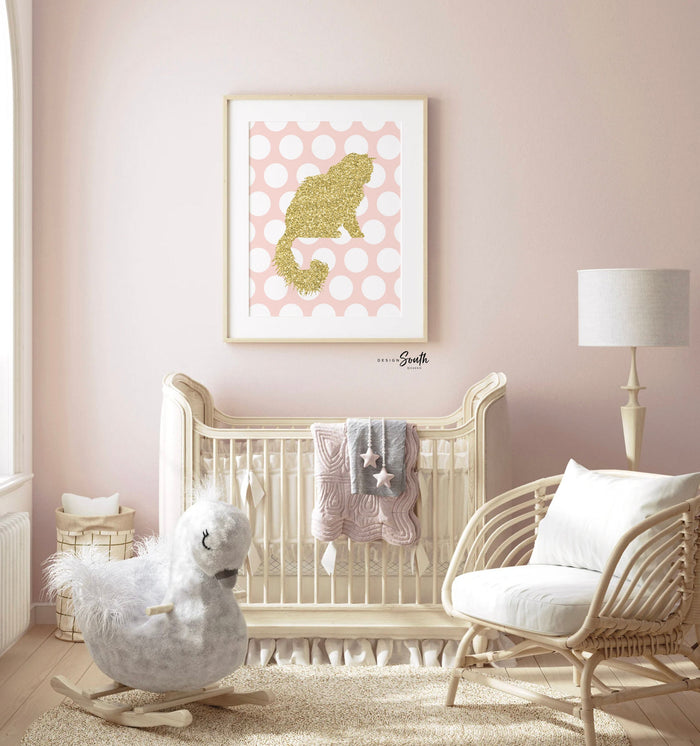 Kitty cat girls art, baby shower pink kitties, pink and gold nursery art kittens, kitty cat art, kitten decor, cat girl wall art for room