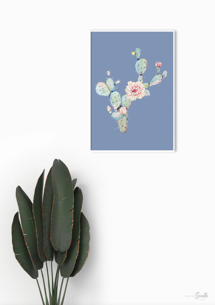 Pink flower cactus nursery art, watercolor wall art, girls bohemian nursery art, boho girls room wall decor, cactus nursery art personalized